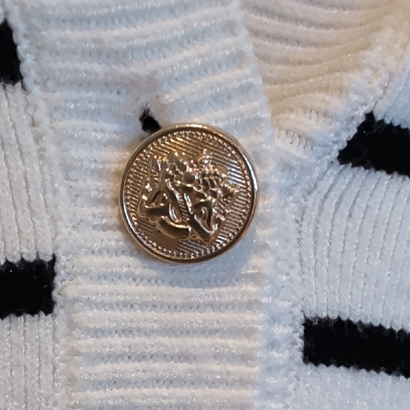 Cyrus Cream and Black Striped Button-Front Cardigan with Gold Buttons - Picture 5 of 6
